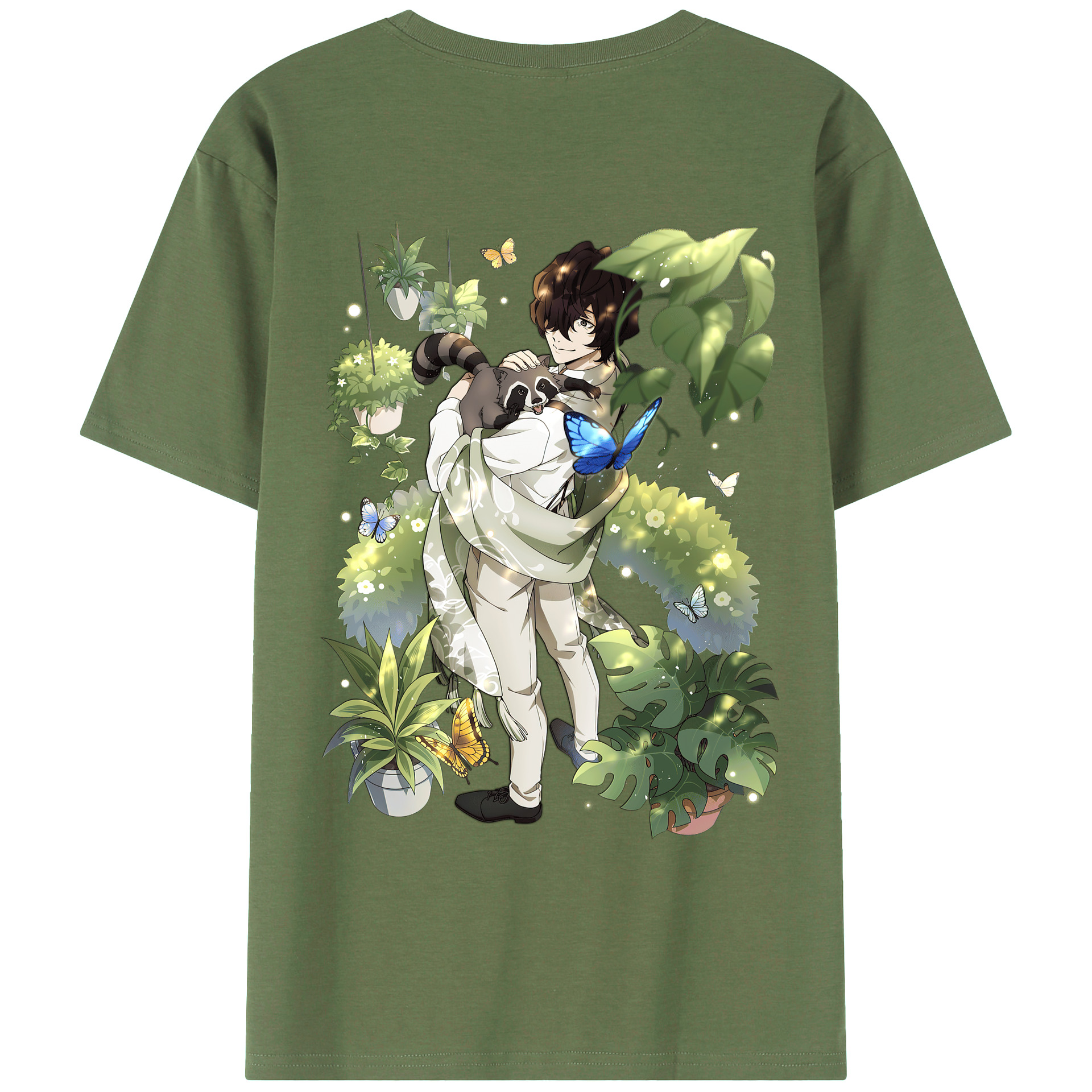 （画像用） 文豪ストレイドッグス Bungo Stray Dogs 綿100％ メンズ半袖Tシャツ（バックプリント） 通気性